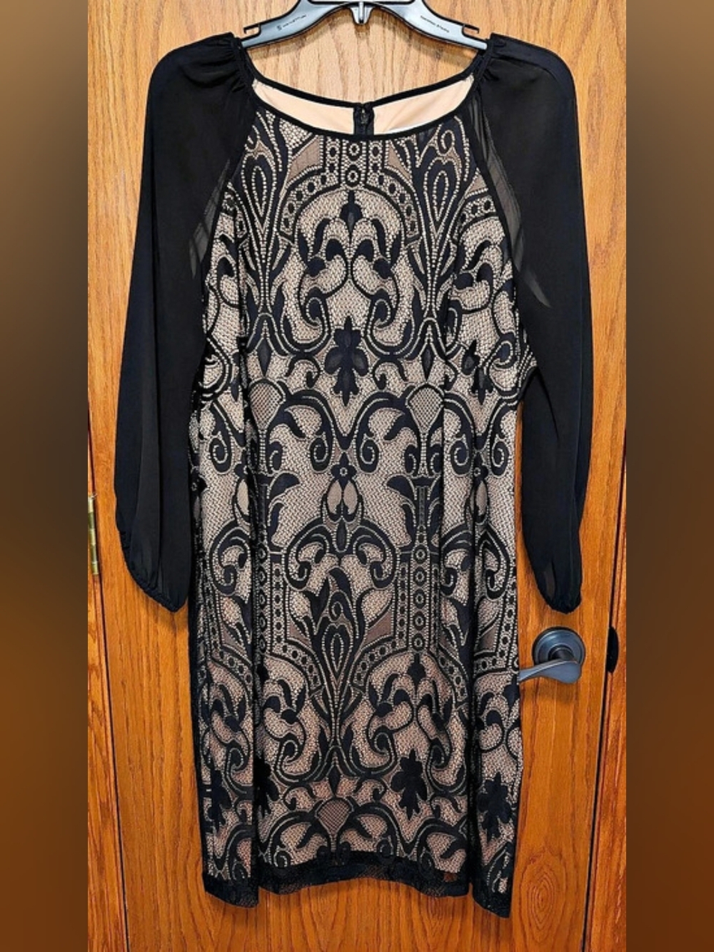 Women's Simply Liliana Lace Midi Dress Black & Beige Size 14 Like New